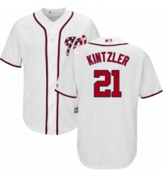 Youth Majestic Washington Nationals 21 Brandon Kintzler Replica White Home Cool Base MLB Jersey 