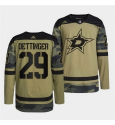 Men Dallas Stars 29 Jake Oettinger 2022 Camo Military Appreciation Night Stitched jersey