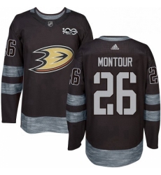 Mens Adidas Anaheim Ducks 26 Brandon Montour Premier Black 1917 2017 100th Anniversary NHL Jersey 