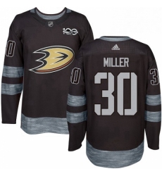 Mens Adidas Anaheim Ducks 30 Ryan Miller Premier Black 1917 2017 100th Anniversary NHL Jersey 