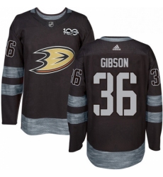 Mens Adidas Anaheim Ducks 36 John Gibson Authentic Black 1917 2017 100th Anniversary NHL Jersey 