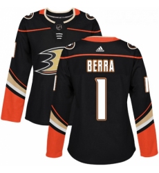 Womens Adidas Anaheim Ducks 1 Reto Berra Authentic Black Home NHL Jersey 