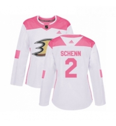 Womens Adidas Anaheim Ducks 2 Luke Schenn Authentic White Pink Fashion NHL Jersey 