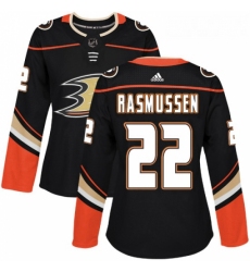 Womens Adidas Anaheim Ducks 22 Dennis Rasmussen Premier Black Home NHL Jersey 