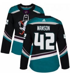 Womens Adidas Anaheim Ducks 42 Josh Manson Authentic Black Teal Third NHL Jersey 