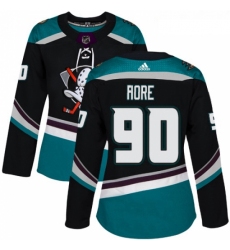 Womens Adidas Anaheim Ducks 90 Giovanni Fiore Authentic Black Teal Third NHL Jersey 