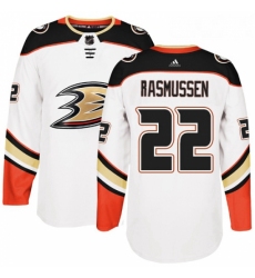 Youth Adidas Anaheim Ducks 22 Dennis Rasmussen Authentic White Away NHL Jersey 