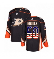 Youth Adidas Anaheim Ducks 50 Benoit Olivier Groulx Authentic Black USA Flag Fashion NHL Jersey 