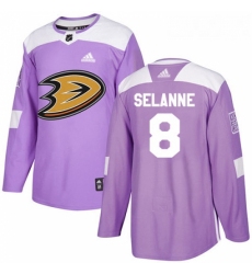 Youth Adidas Anaheim Ducks 8 Teemu Selanne Authentic Purple Fights Cancer Practice NHL Jersey 