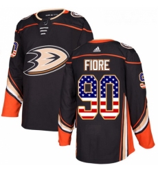 Youth Adidas Anaheim Ducks 90 Giovanni Fiore Authentic Black USA Flag Fashion NHL Jersey 