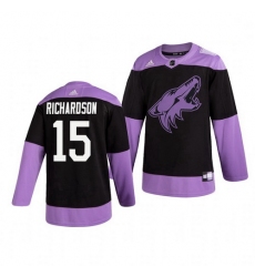 Coyotes 15 Brad Richardson Black Purple Hockey Fights Cancer Adidas Jersey