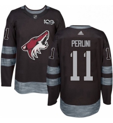 Mens Adidas Arizona Coyotes 11 Brendan Perlini Authentic Black 1917 2017 100th Anniversary NHL Jersey 