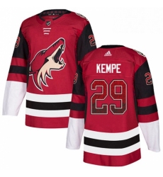 Mens Adidas Arizona Coyotes 29 Mario Kempe Authentic Maroon Drift Fashion NHL Jersey 