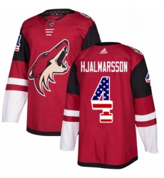 Mens Adidas Arizona Coyotes 4 Niklas Hjalmarsson Authentic Red USA Flag Fashion NHL Jersey 