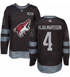 Mens Adidas Arizona Coyotes 4 Niklas Hjalmarsson Premier Black 1917 2017 100th Anniversary NHL Jersey 