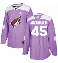 Mens Adidas Arizona Coyotes 45 Josh Archibald Authentic Purple Fights Cancer Practice NHL Jerse