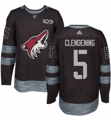 Mens Adidas Arizona Coyotes 5 Adam Clendening Premier Black 1917 2017 100th Anniversary NHL Jersey 