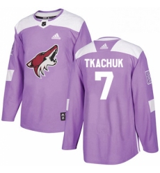 Mens Adidas Arizona Coyotes 7 Keith Tkachuk Authentic Purple Fights Cancer Practice NHL Jersey 