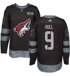 Mens Adidas Arizona Coyotes 9 Bobby Hull Authentic Black 1917 2017 100th Anniversary NHL Jersey 