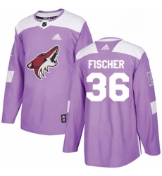 Youth Adidas Arizona Coyotes 36 Christian Fischer Authentic Purple Fights Cancer Practice NHL Jersey 