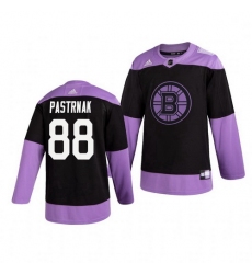 Bruins 88 David Pastrnak Black Purple Hockey Fights Cancer Adidas Jersey