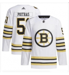 Men Boston Bruins 51 Matthew Poitras White 100th Anniversary Stitched Jersey