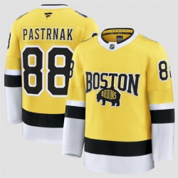 Men Boston Bruins 88 David Pastrnak Gold 2026 Stadium Series Stitched Hockey Jersey