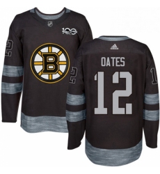 Mens Adidas Boston Bruins 12 Adam Oates Authentic Black 1917 2017 100th Anniversary NHL Jersey 