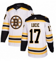 Womens Adidas Boston Bruins 17 Milan Lucic Authentic White Away NHL Jersey 
