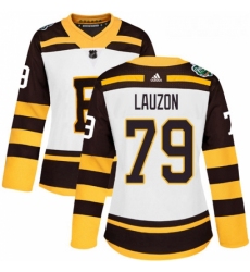 Womens Adidas Boston Bruins 79 Jeremy Lauzon Authentic White 2019 Winter Classic NHL Jersey 