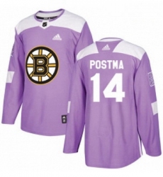 Youth Adidas Boston Bruins 14 Paul Postma Authentic Purple Fights Cancer Practice NHL Jersey 