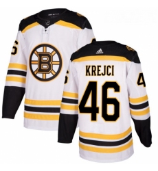 Youth Adidas Boston Bruins 46 David Krejci Authentic White Away NHL Jersey 