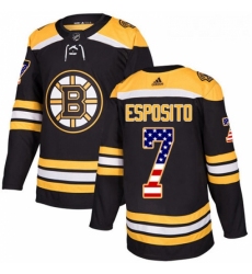 Youth Adidas Boston Bruins 7 Phil Esposito Authentic Black USA Flag Fashion NHL Jersey 