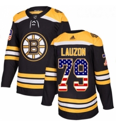 Youth Adidas Boston Bruins 79 Jeremy Lauzon Authentic Black USA Flag Fashion NHL Jersey 