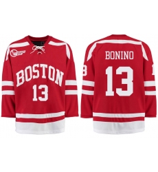 Boston University Terriers BU 13 Nick Bonino Red Stitched Hockey Jersey