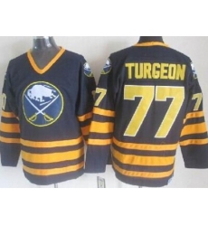 Buffalo Sabres 77 Pierre Turgeon Dark Blue Throwback CCM NHL Jerseys