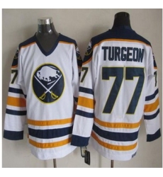 Buffalo Sabres #77 Pierre Turgeon White CCM Throwback Stitched NHL Jersey