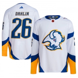 Men Buffalo Sabres 26 Rasmus Dahlin White 2022 23 Reverse Retro Stitched Jersey