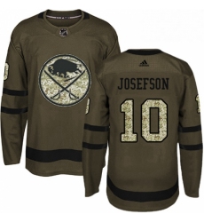 Mens Adidas Buffalo Sabres 10 Jacob Josefson Authentic Green Salute to Service NHL Jersey 