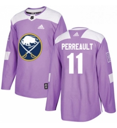 Mens Adidas Buffalo Sabres 11 Gilbert Perreault Authentic Purple Fights Cancer Practice NHL Jersey 