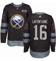 Mens Adidas Buffalo Sabres 16 Pat Lafontaine Authentic Black 1917 2017 100th Anniversary NHL Jersey 