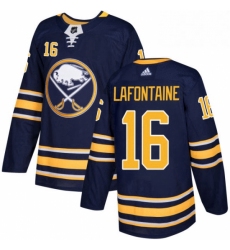 Mens Adidas Buffalo Sabres 16 Pat Lafontaine Premier Navy Blue Home NHL Jersey 