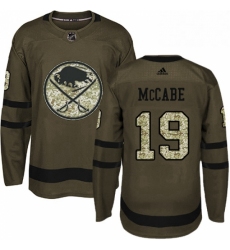 Mens Adidas Buffalo Sabres 19 Jake McCabe Authentic Green Salute to Service NHL Jersey 