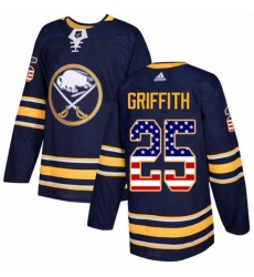 Mens Adidas Buffalo Sabres 25 Seth Griffith Authentic Navy Blue USA Flag Fashion NHL Jersey 