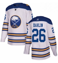 Mens Adidas Buffalo Sabres 26 Rasmus Dahlin Authentic White 2018 Winter Classic NHL Jersey 