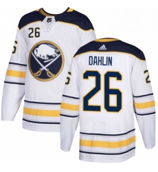 Mens Adidas Buffalo Sabres 26 Rasmus Dahlin Authentic White Away NHL Jersey 