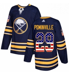 Mens Adidas Buffalo Sabres 29 Jason Pominville Authentic Navy Blue USA Flag Fashion NHL Jersey 