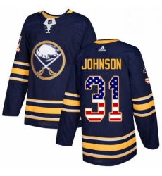 Mens Adidas Buffalo Sabres 31 Chad Johnson Authentic Navy Blue USA Flag Fashion NHL Jersey 