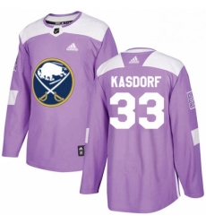 Mens Adidas Buffalo Sabres 33 Jason Kasdorf Authentic Purple Fights Cancer Practice NHL Jersey 
