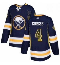 Mens Adidas Buffalo Sabres 4 Josh Gorges Authentic Navy Blue Drift Fashion NHL Jersey 